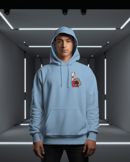 One piece straw hat farewell hoodie baby blue